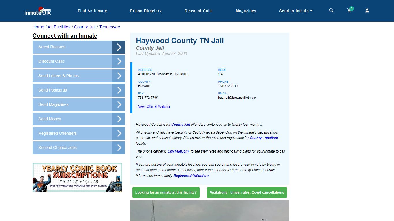 Haywood County TN Jail - Inmate Locator - Brownsville, TN
